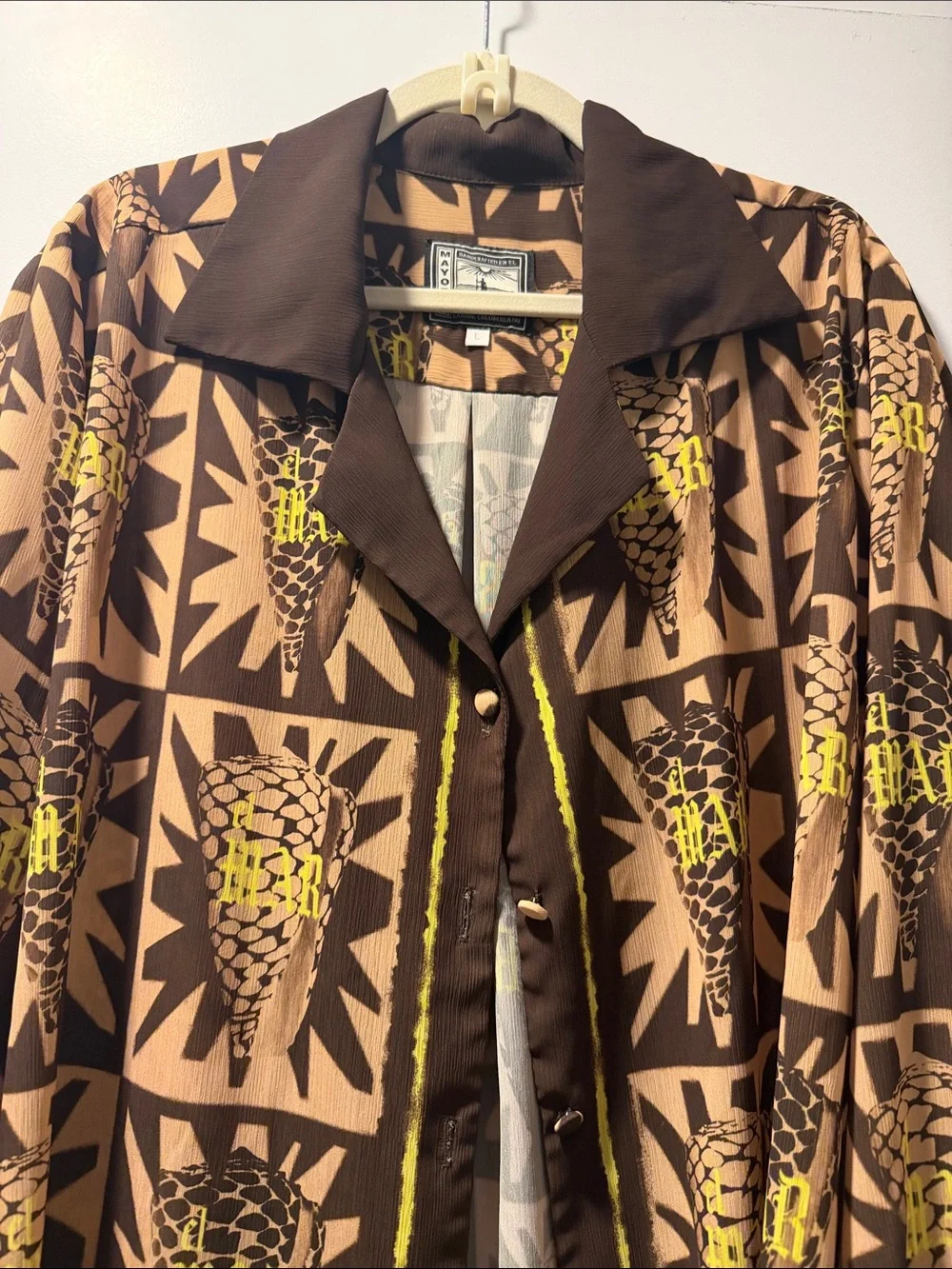 Mayorga Brown & Tan Pinecone Print Two-Piece Set with Yellow Accents - Picture 2 of 7